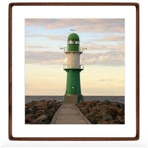 Zibrelte 20x20 Walnut Framed Picture Of A Lighthouse